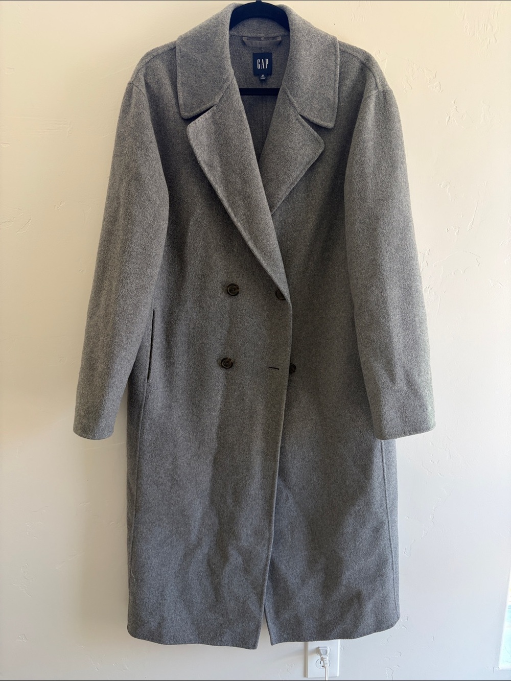 GAP Women's Gray Double-Breasted Wool-Blend Trench Coat